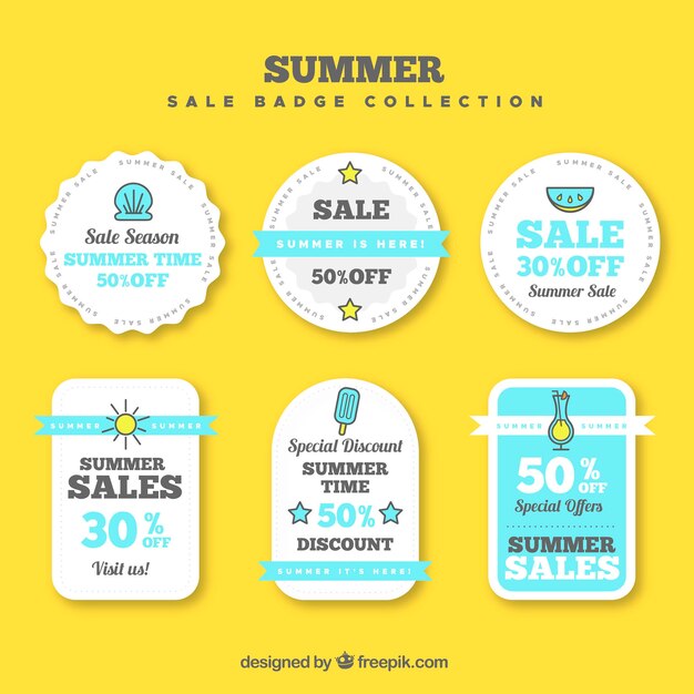 Set of sale summer badges with holiday elements