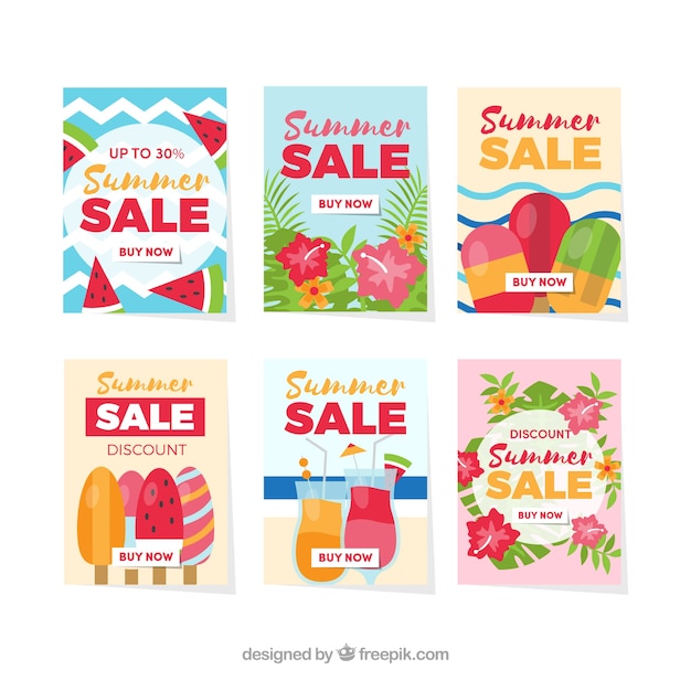 Set of sale summer labels with holiday elements