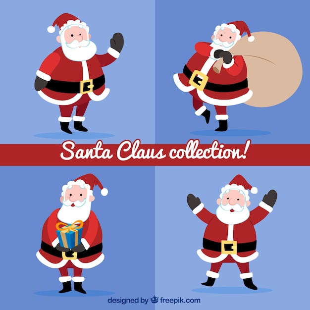 Free vector set of santa claus in different postures