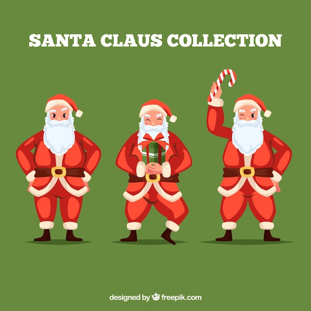 Free vector set of santa claus in different postures