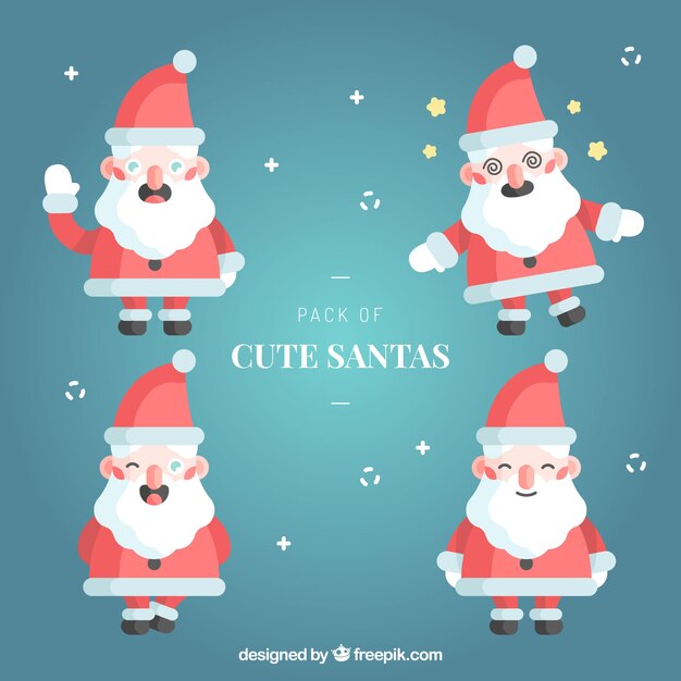 Set of santa claus in flat design