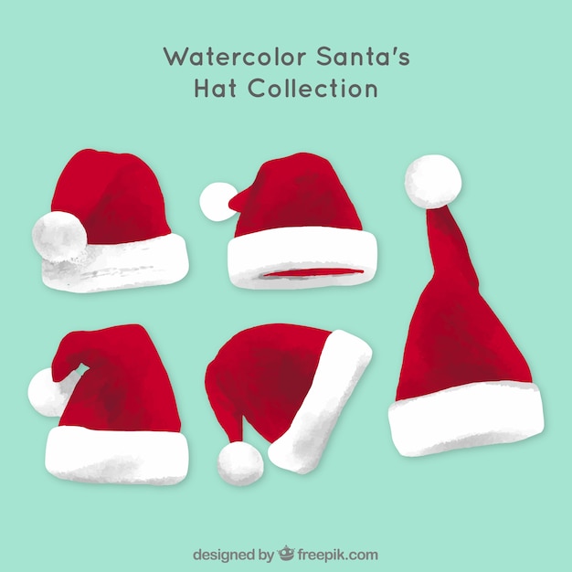 Set of santa claus hats