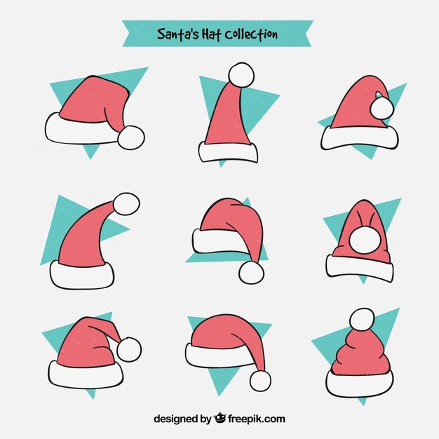 Set of santa claus hats