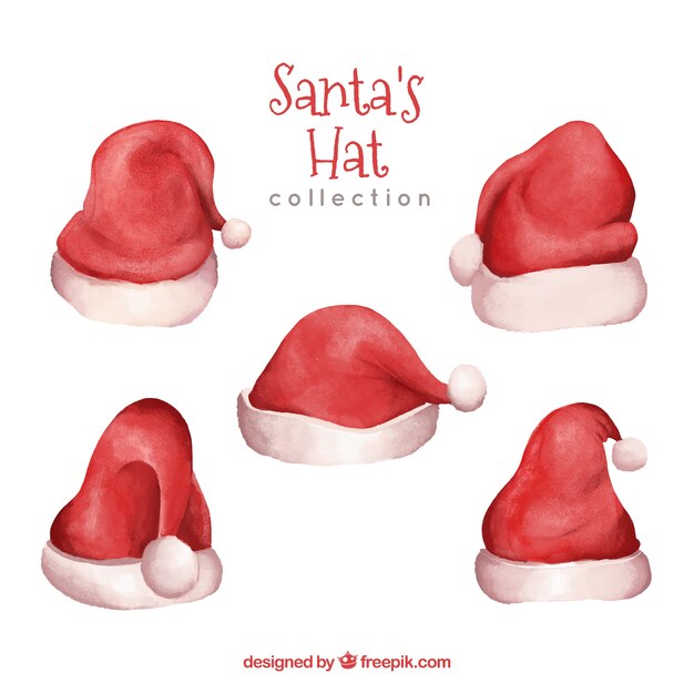 Set of santa claus hats