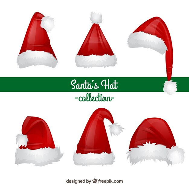 Set of santa claus hats