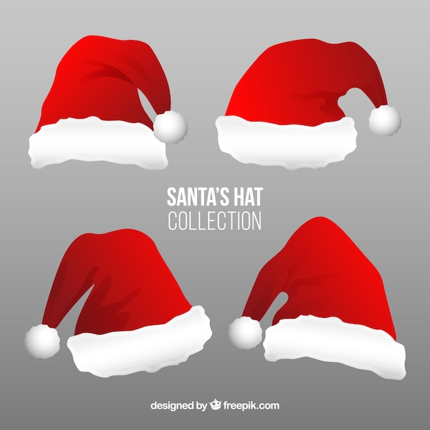 Set of santa claus hats