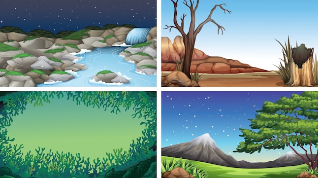 Set of scenes or background in nature setting