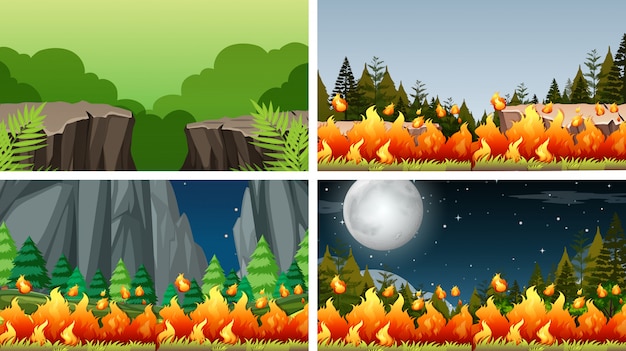 Free vector set of scenes in nature setting