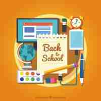 Free vector set of school elements with flat design