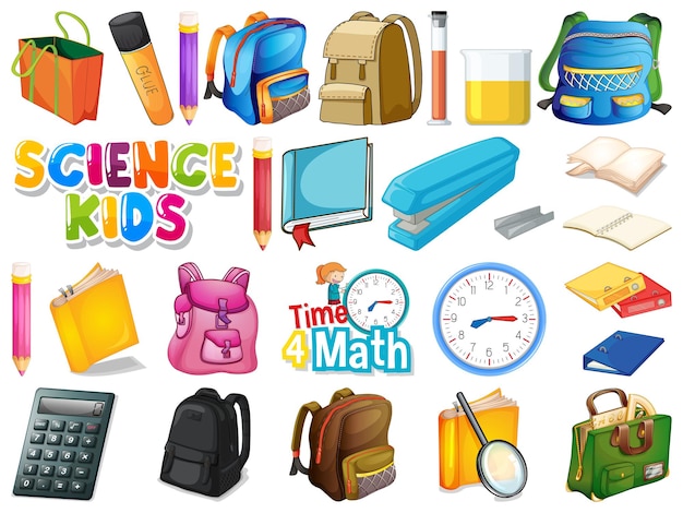 Free vector set of school objects