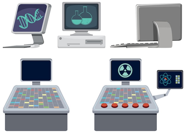 Free vector set of science experiment computer
