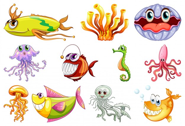 Set of sea creature