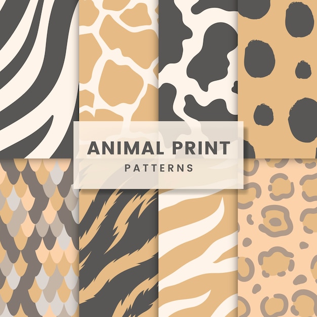 Free vector set of seamless animal print pattern vectors