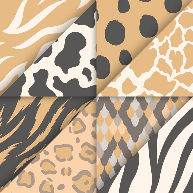 Set of seamless animal print pattern vectors