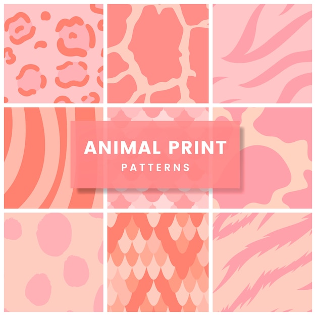 Set of seamless animal print pattern vectors