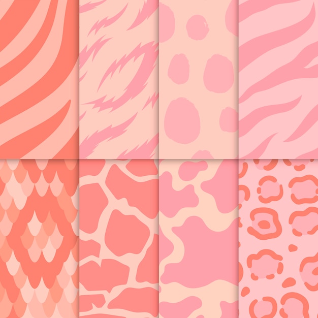 Set of seamless animal print pattern vectors