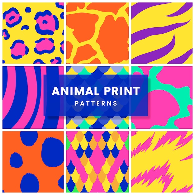 Free vector set of seamless animal print pattern vectors