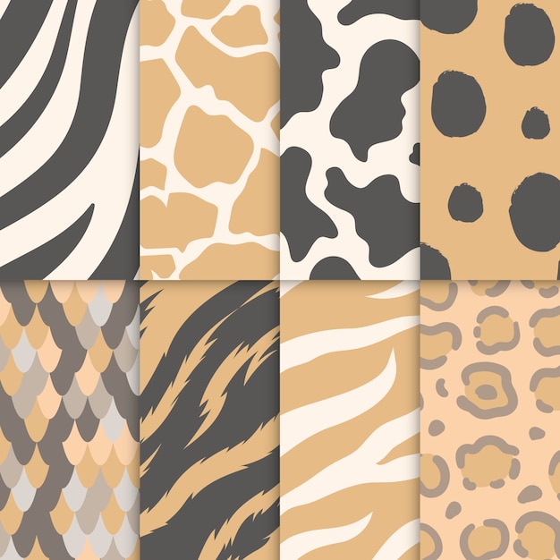 Set of seamless animal print pattern 