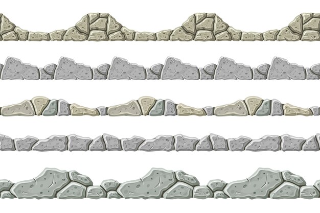 Набор бесшовные модели старой серой каменной границы.