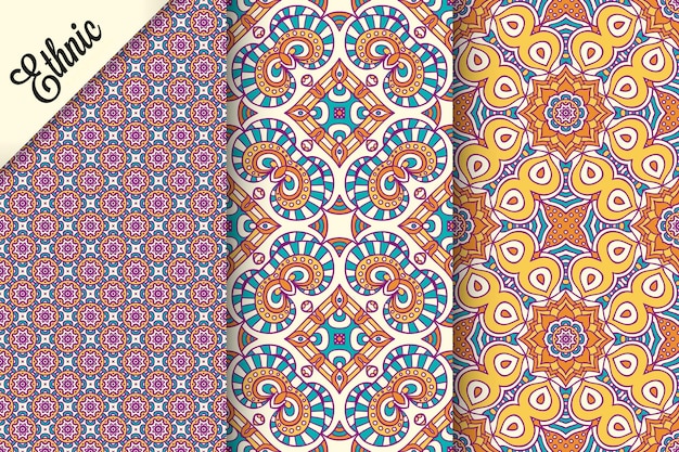 Set of seamless pattern with geometric elements