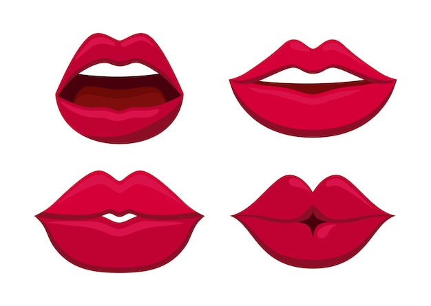 Set of sensuality female lips icon