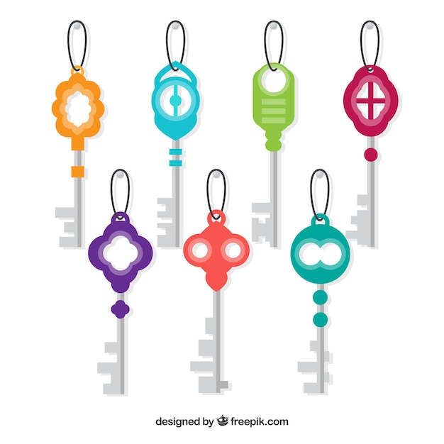 Set of seven colorful keys