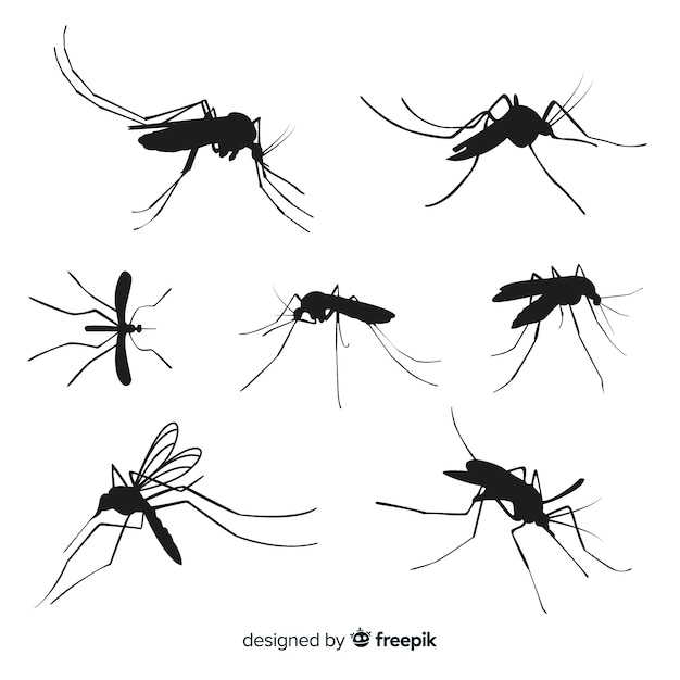 Free vector set of seven mosquito silhouettes