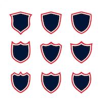 Set of shield icons with red contour