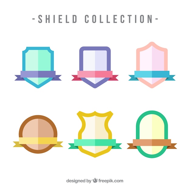 Free vector set of shields in flat design