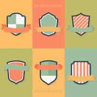 Free vector set of shields with ribbons