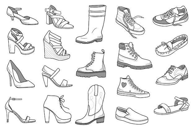 Set of shoes doodles