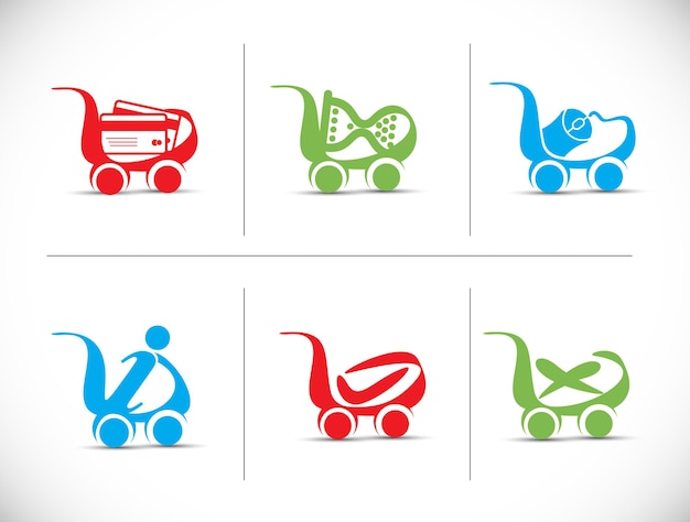 Free vector set of shopping cart icon, shopping basket vector design.