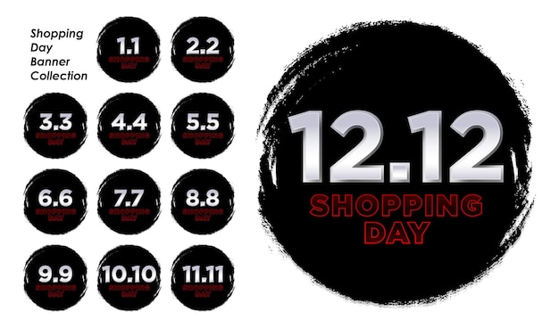 Set of shopping day banner with grunge shape