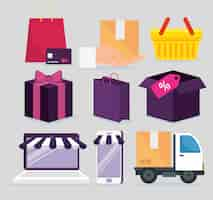 Free vector set of shopping elements