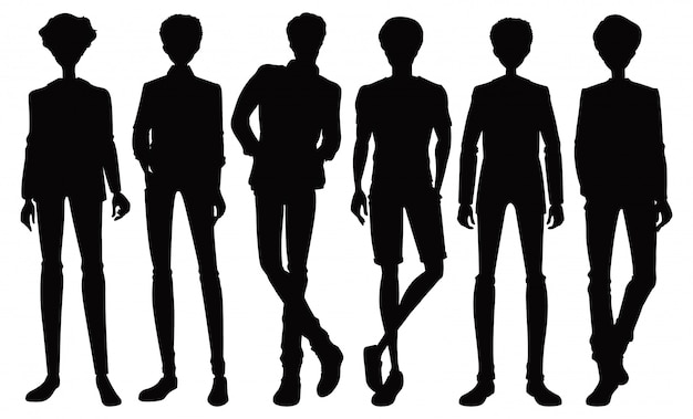 Set of silhouette male character