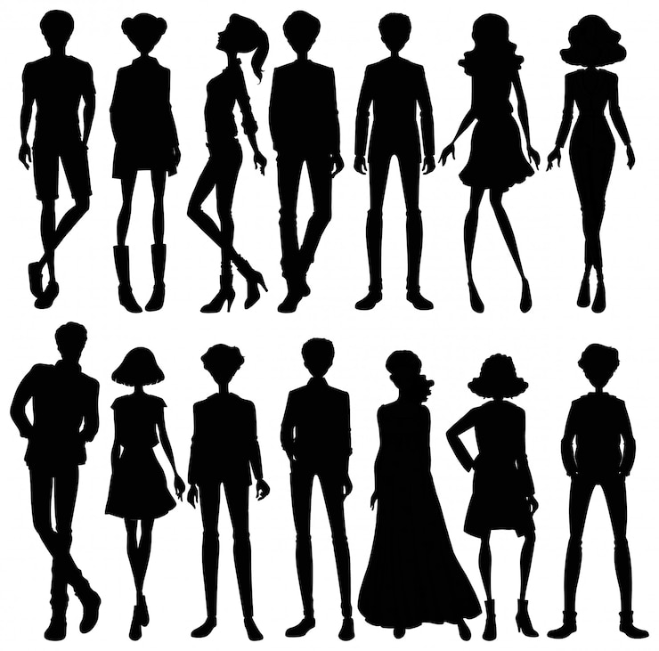 無料Vector 人のシルエットのキャラクターのセット