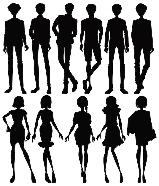Free Vector set of silhouette people character