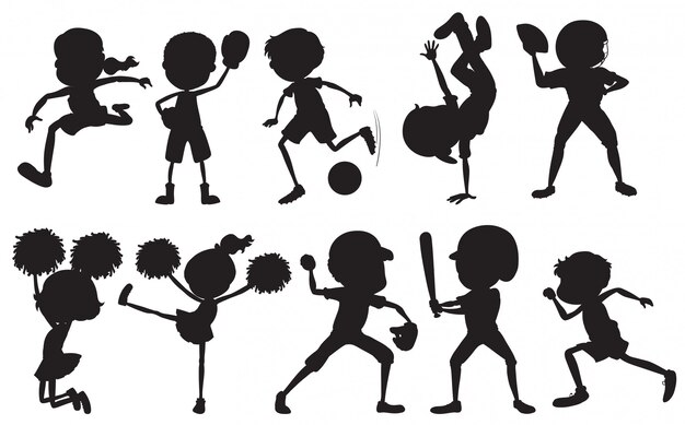 Free Vector set of silhouette sport athlete character