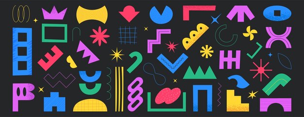 단순한 추상적인 기하학적 및 유기적 자유형 모양의 집합