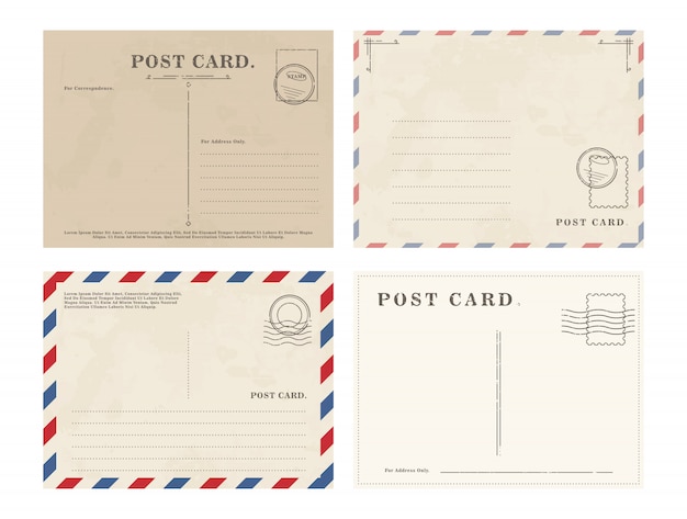 Set of simple blank postcards