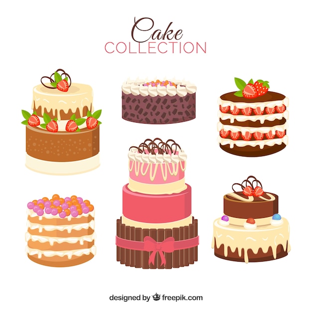 Free vector set of six cakes