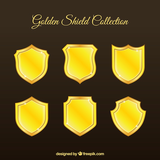 Set of six golden shields