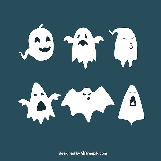 Set of six halloween ghosts