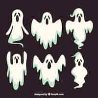 Free vector set of six halloween ghosts