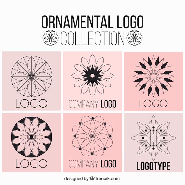 Set of six ornamental logos