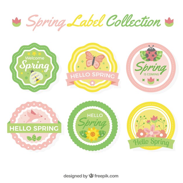 Set of six pretty spring stickers