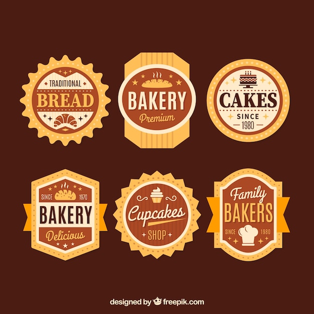 Free vector set of six retro bike badges