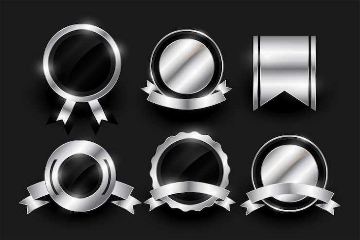 Free Vector set of six shiny and empty badge emblem element banner design