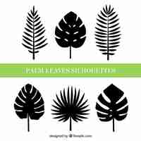 Free vector set of six silhouettes of palm leaves