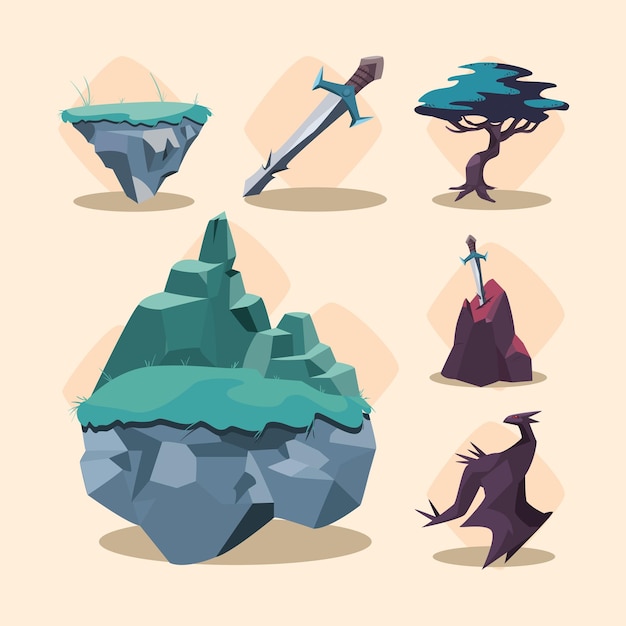 Set of six video games icons